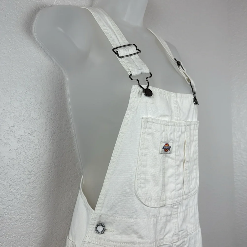 Dickies Duck canvas short bib overalls in stonewash cream Size X-Small NWOT - Picture 6 of 11
